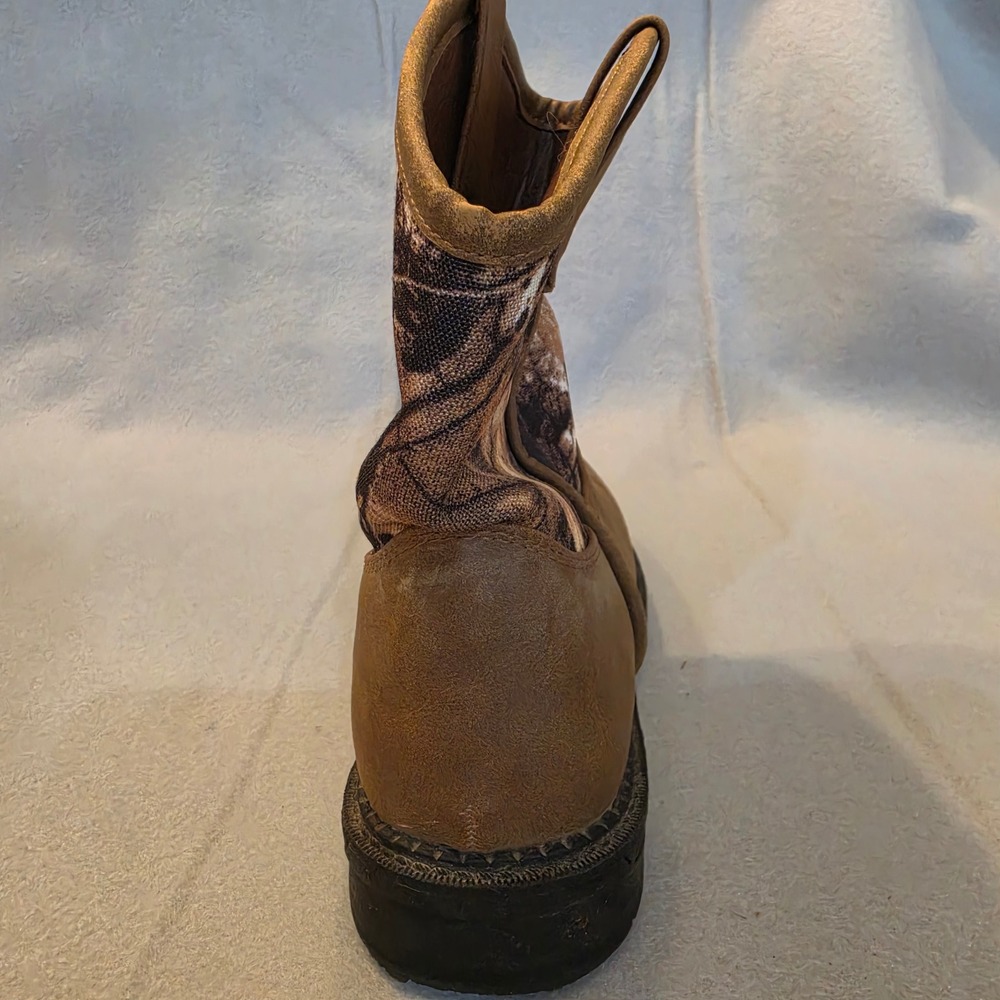 Max Western Boots Kids 4M Brown Camo Good Pull On Rugged - Picture 6 of 16